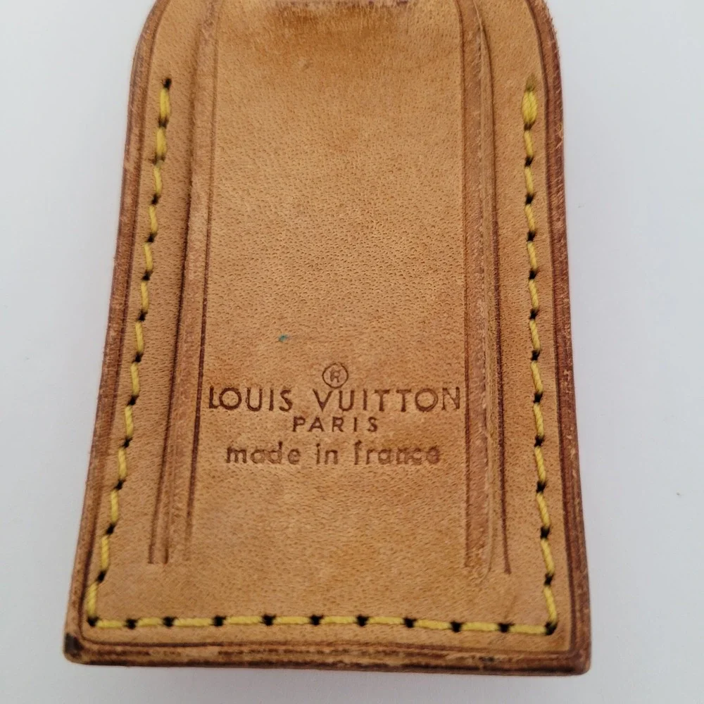 Louis Vuitton Vachetta Leather Luggage Tag Tan Made in France Authentic Travel